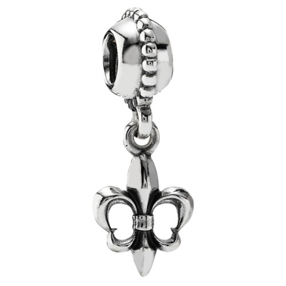 Authentic Retired Pandora Sterling Silver Fleur de Lis Dangle Charm